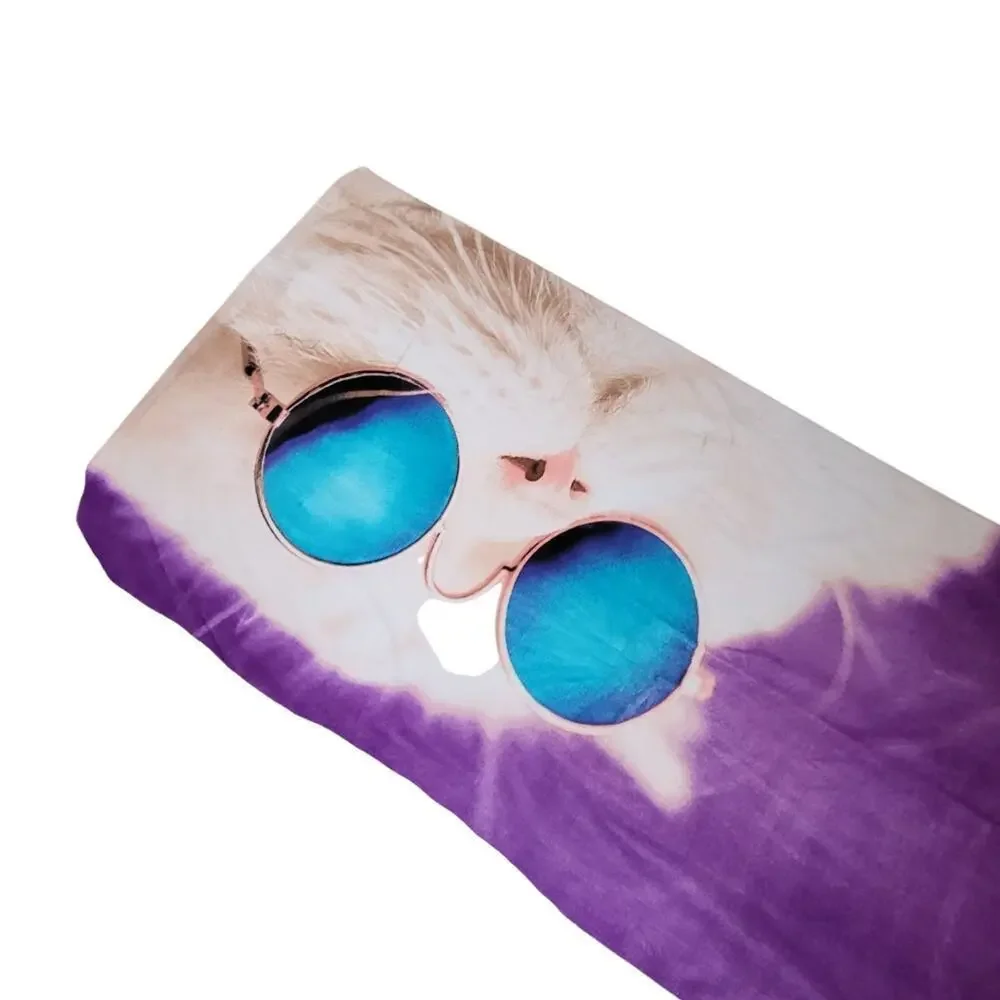 Cool Cat Beach Towel Purple Vibes & Feline Flair